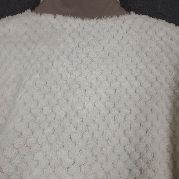 Eddie Bauer Women XL Sherpa Fleece Snap Neck Pullover Ivory Cream Cozy - Picture 6 of 11
